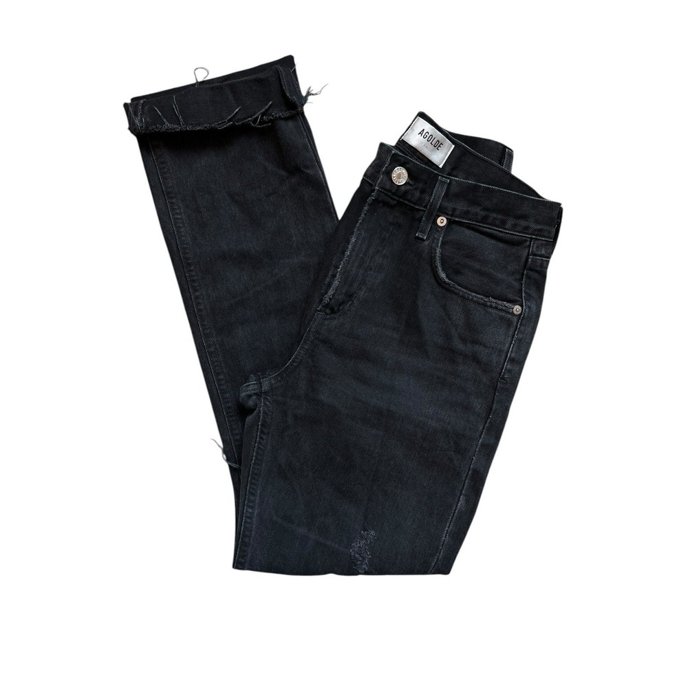 AGOLDE Cherie Size‎ 25 High Rise Straight Jean Distortion Black Distressed